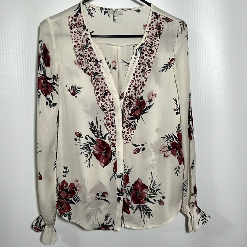 Joie Jayanne Floral Long Sleeve Blouse 100% Silk Sz S